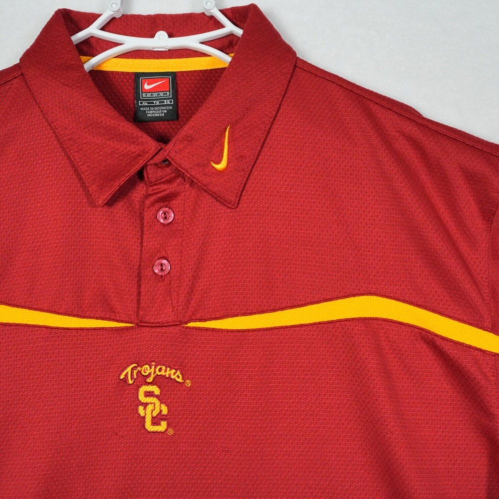 Nike Team USC Trojans Mens XL Polo Shirt Red Nike Sphere Dry Short Sleeve 14063X